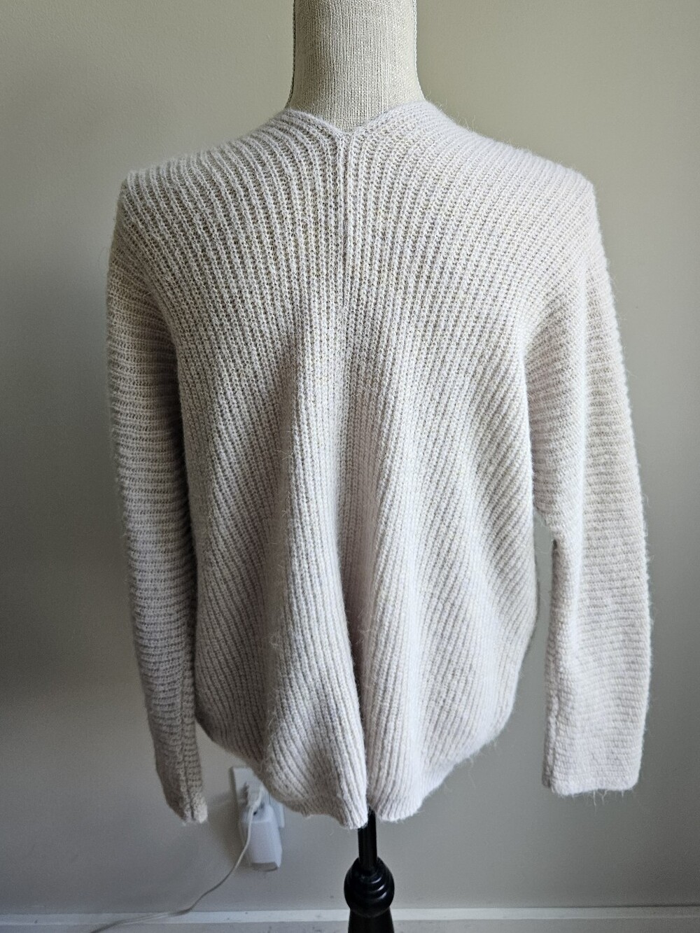 Open-Front Ribbed Knit Cardigan Sweater - Cream - Picture 3 of 4